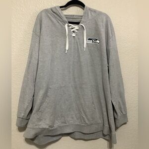Fanatics Gray NFL Seattle Seahawks Lace-Up Pullover Hoodie Top Women's Size 2X